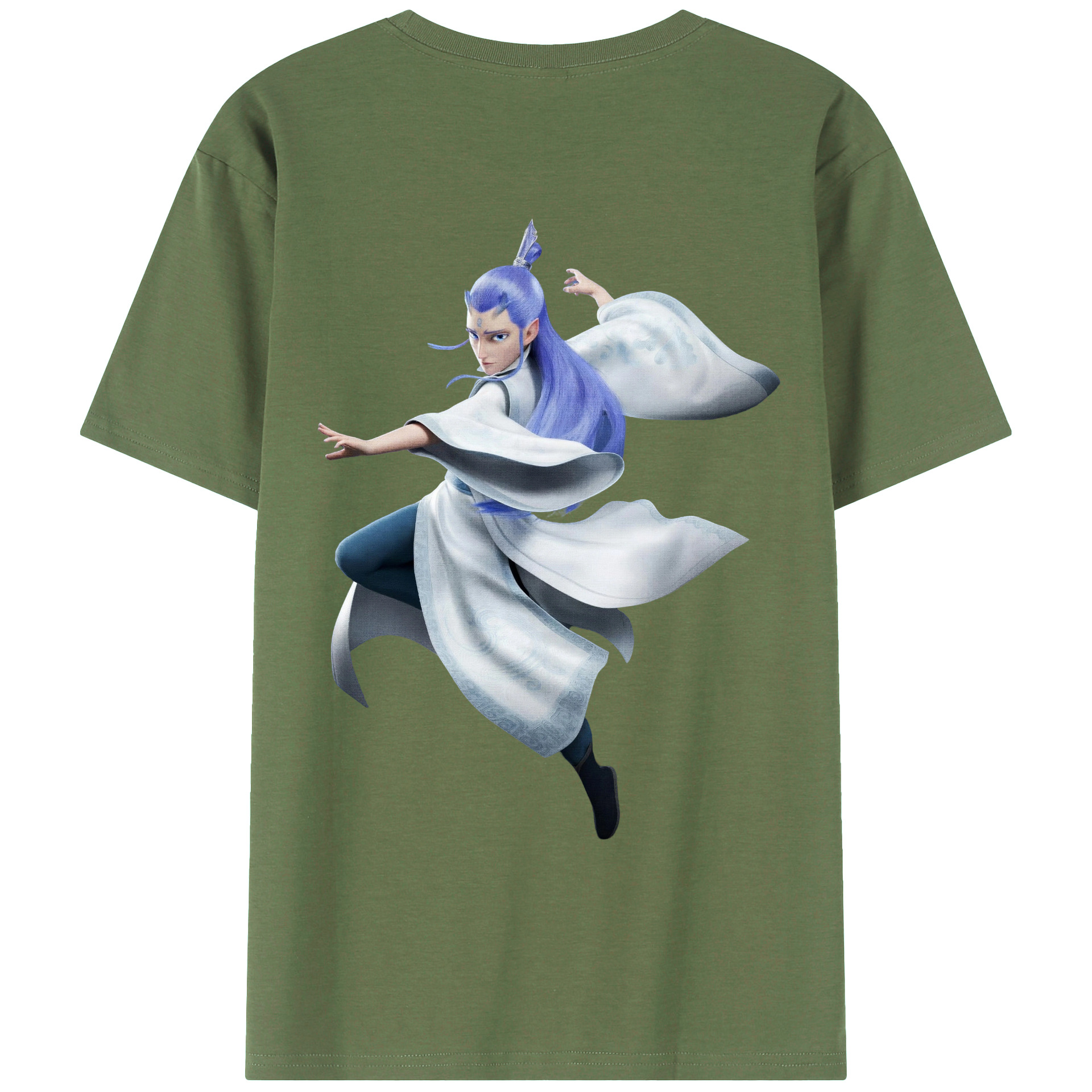 （画像用） Ne Zha 2 ナタ 魔童の大暴れ 綿100％ メンズ半袖Tシャツ（バックプリント） 通気性